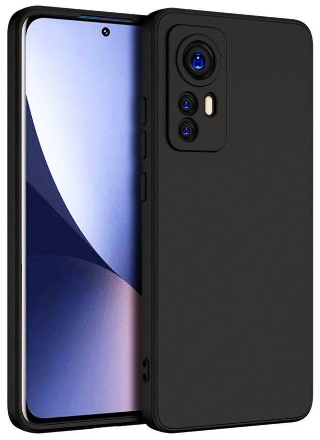 Matte Lens Protective Shockproof Flexible Back Cover for Xiaomi 12 PRO (5G), Slim Silicone with Soft Lining Shockproof Flexible Full Body Bumper Case (Black)