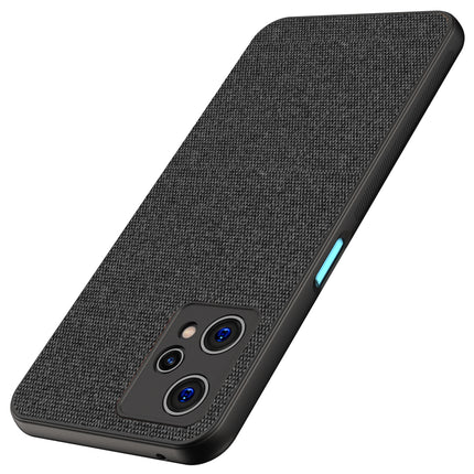 Soft Fabric Hybrid Protective Back Case Cover for Realme 9 Pro Plus (Black)