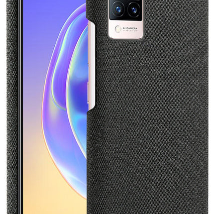 Woven Soft Fabric Case for Vivo V21 Back Cover, Shock Protection Slim Hard Anti Slip Back Cover (Black)