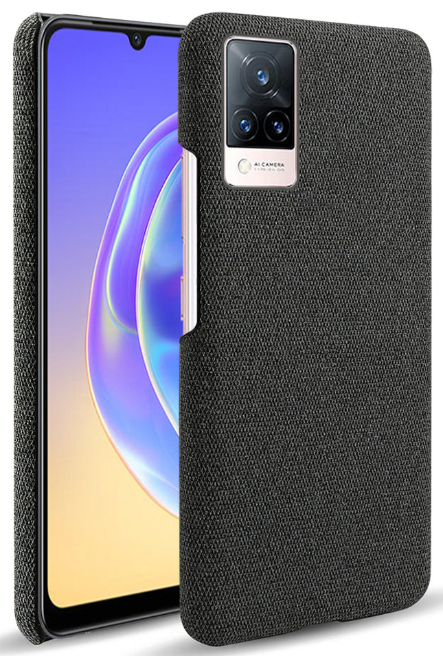 Woven Soft Fabric Case for Vivo V21 Back Cover, Shock Protection Slim Hard Anti Slip Back Cover (Black)