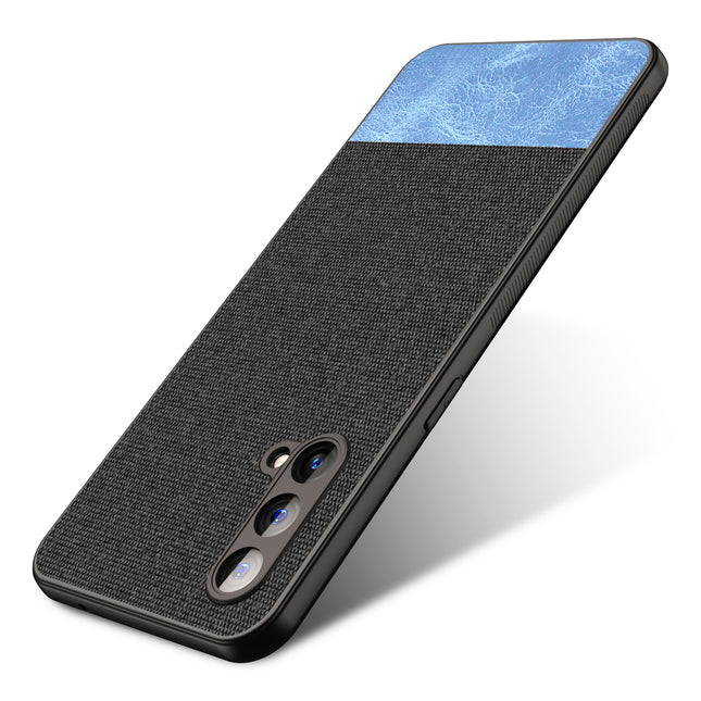 Soft Fabric & Leather Hybrid for OnePlus Nord CE (5G) / One Plus Nord CE (5G) Back Cover, Shockproof Protection Slim Hard Back Case (Black, Blue)