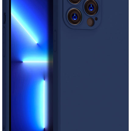 Matte Lens Protective Back Cover for Apple iPhone 13 PRO (6.1) , Slim Silicone with Soft Lining Shockproof Flexible Full Body Bumper Case (Blue)