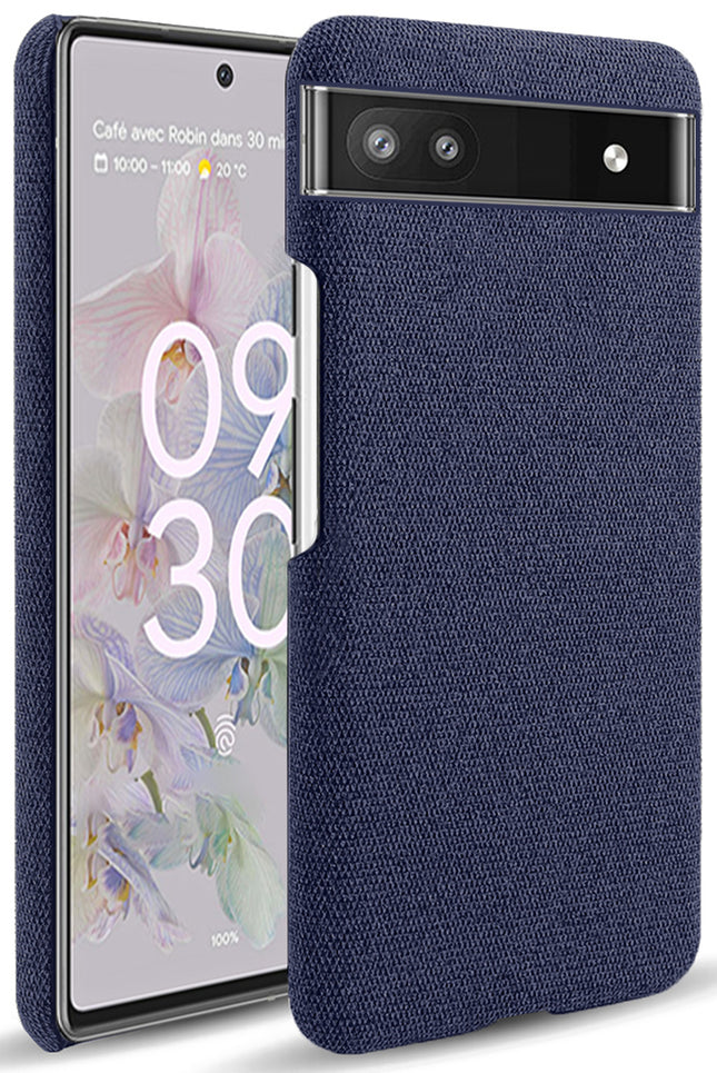 Mobizang Woven Soft Fabric Case for Google Pixel 6A Back Cover, Shock Protection Slim Hard Anti Slip Back Cover (Blue)