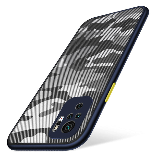Camouflage Paper Thin Back Cover For Xiaomi Redmi Note 10 /  Note 10S , Super Slim Matte A74 Translucent Full Protection Back Case (Blue)