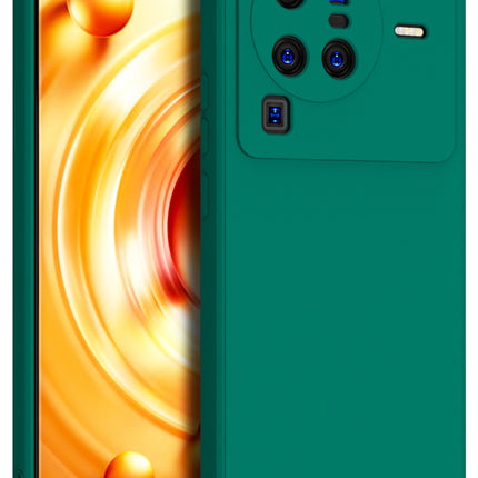 Matte Lens Protective Shockproof Flexible Back Cover for Vivo X80 Pro, Slim Silicone with Soft Lining Shockproof Flexible Full Body Bumper Case (Green)