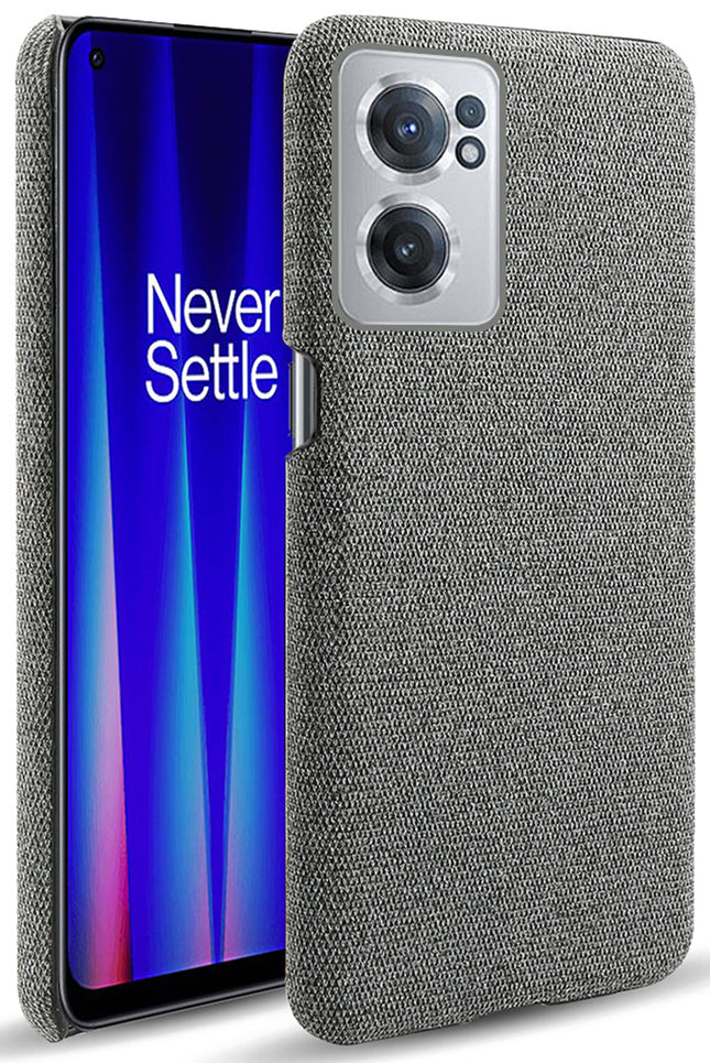 Woven Soft Fabric Case for OnePlus Nord CE 2 (5G) Back Cover, Shock Protection Slim Hard Anti Slip Back Cover (Grey)