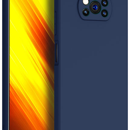 Matte Lens Protective Back Cover for Poco X3 Pro / Poco X3 , Slim Silicone with Soft Lining Shockproof Flexible Full Body Bumper Case , Blue