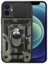 Tank Back Cover for Apple iPhone 12 (6.1) , Inbuilt Ring + Slider [Military Grade Protection] Shockproof Lens Protection Case (Black)