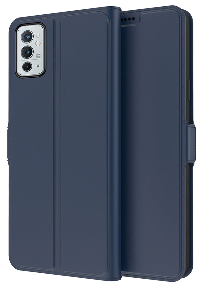 Noble Slim Flip Cover for OnePlus 9RT , Magnetic and Card Holder Stand Leather Flip Wallet Case (Blue)