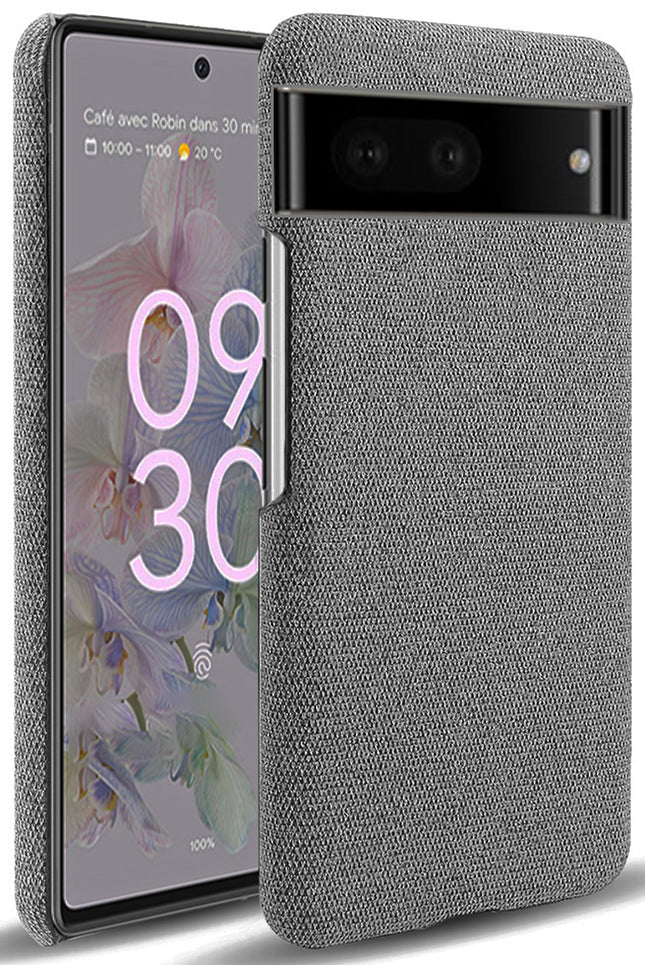 Mobizang Woven Soft Fabric Case for Google Pixel 7 Back Cover, Shock Protection Slim Hard Anti Slip Back Cover (Grey)
