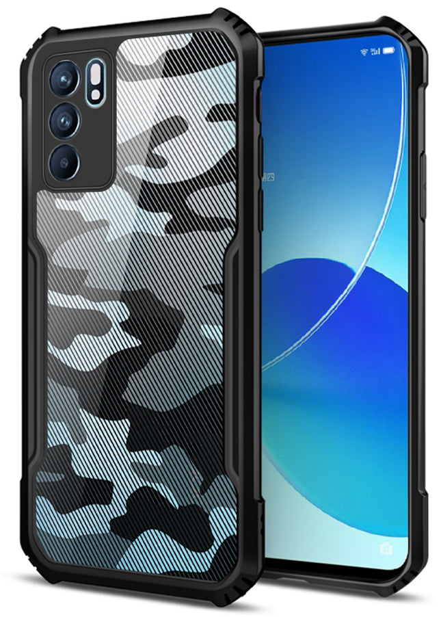 Beetle Camouflage for Oppo Reno 6 Back Case , [Military Grade Protection] Shock Proof Slim Hybrid Bumper Cover (Black)