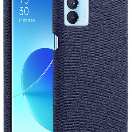 Woven Soft Fabric Case for Oppo Reno 6 Pro Back Cover, Shock Protection Slim Hard Anti Slip Back Cover (Blue)