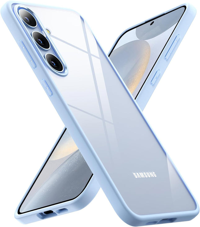Mobizang Hawkeye Clear Back Cover for Samsung Galaxy S24 | Camera Lens Protector Shockproof Slim Clear Case Cover (Blue Sides)