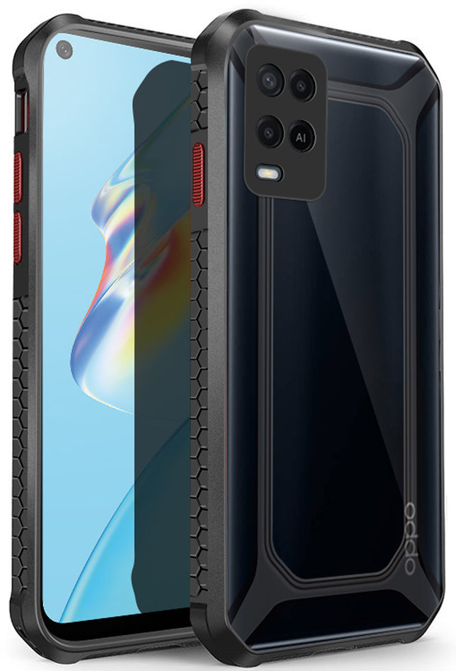 Unicorn for Oppo A54 (4G) Clear Back Case, [Military Grade Protection] Shock Proof Slim Hybrid Bumper Cover (Black)