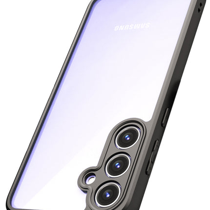 Mobizang Hawkeye Clear Back Cover for Samsung Galaxy S24 PLUS | Camera Lens Protector Shockproof Slim Clear Case Cover (Black Sides)