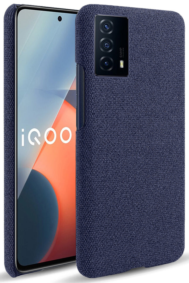 Woven Soft Fabric Case for Vivo IQOO Z5 (5G)  Back Cover, Shock Protection Slim Hard Anti Slip Back Cover (Blue)