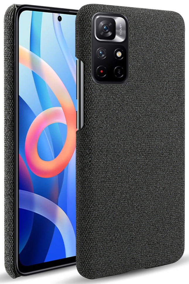 Woven Soft Fabric Case for Redmi Note 11T (5G) Back Cover, Shock Protection Slim Hard Anti Slip Back Cover (Black)