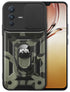 Tank Back Cover for Vivo V23 , Inbuilt Ring + Slider Shockproof Lens Protection Case (Black)