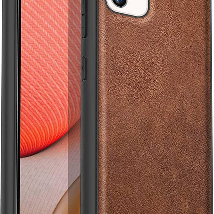 Tux Back Case For Samsung Galaxy A73 , Slim Leather Case with Soft Edge Shockproof Back Cover (Brown)