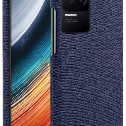Mobizang Woven Soft Fabric Case for Poco F4 (5G) Back Cover,  Shock Protection Slim Hard Anti Slip Back Cover (Blue)