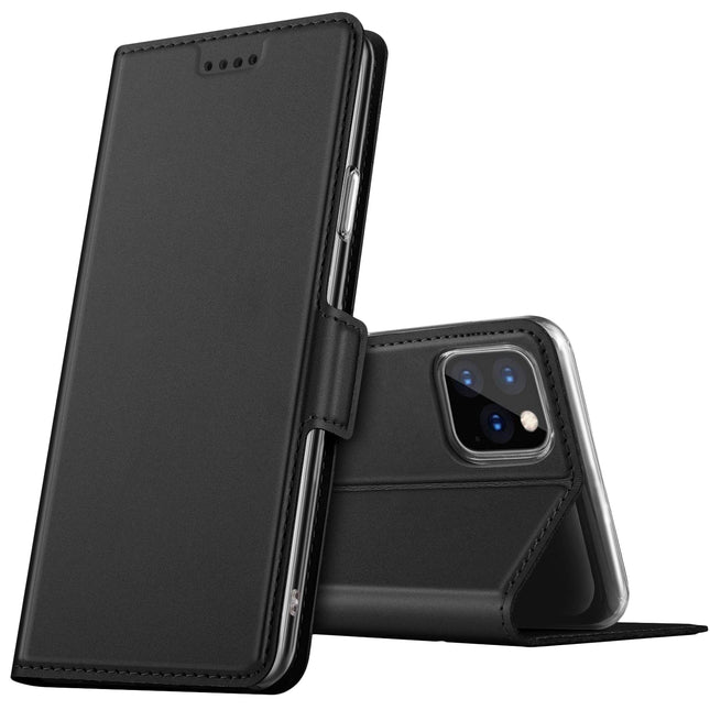 Noble Slim Magnetic & Card Holder Stand Leather Flip Case Cover for Apple iPhone 13 Pro Max (6.7) (Black)