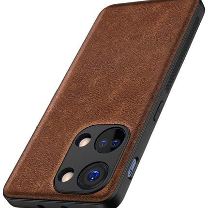 Mobizang Tux Leather Back Cover for Oneplus Nord 3 | Slim Shockproof Camera Protection Bumper Case (Brown)