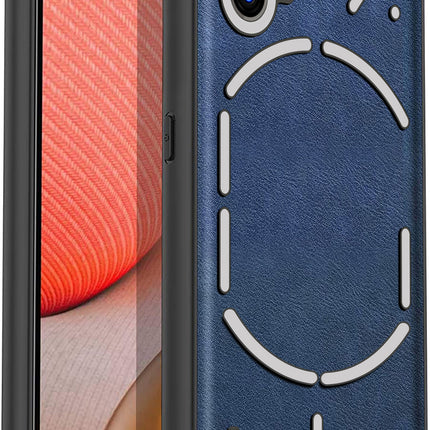 Mobizang Tux Leather Back Cover for Nothing Phone 2 | Slim Shockproof Camera Protection Bumper Case (Blue)