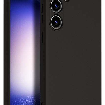 Mobizang Matte Protective Lens Flexible Back Cover for Samsung Galaxy S24 Plus | Slim Silicone with Soft Lining Shockproof Full Body Bumper Case (Black)