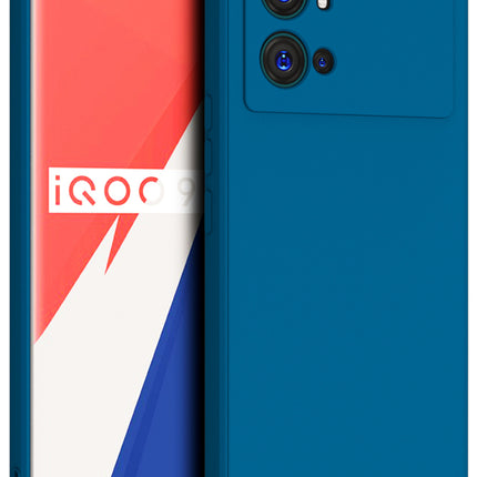 Matte Lens Protective Back Cover for Vivo IQOO 9 Pro , Slim Silicone with Soft Lining Shockproof Flexible Full Body Bumper Case (Blue)
