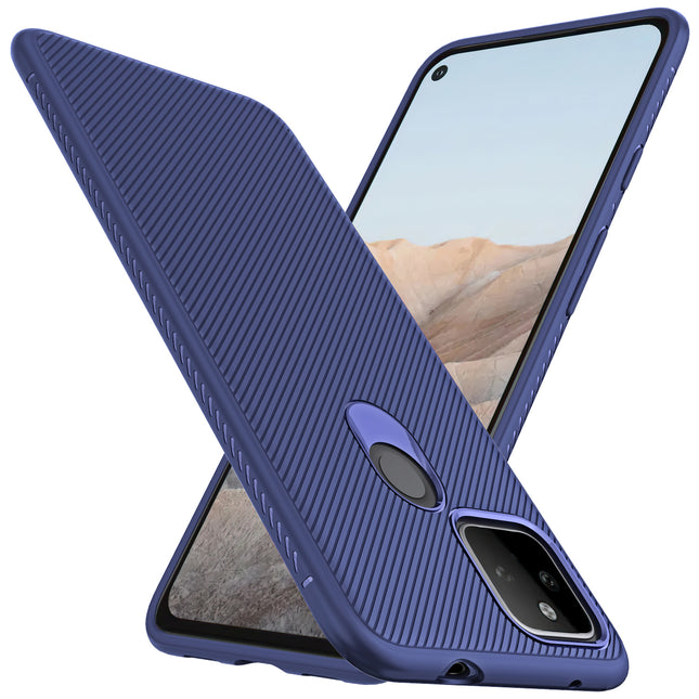 Twill Shock Proof Soft Flexible Back Case Cover for Google Pixel 5A (Blue)