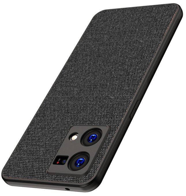 Soft Fabric Hybrid Protective Back Case Cover for Oppo F21 PRO (4G) (Black)