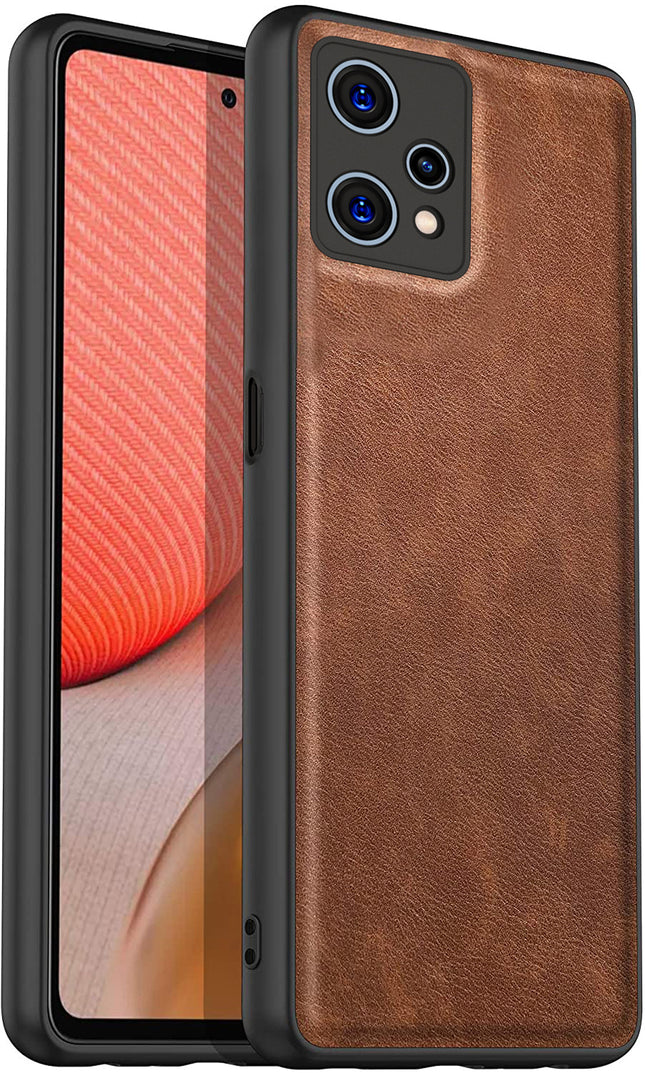 Tux Back Case for Realme 9 Pro Plus, Slim Leather Case with Soft Edge Shockproof Back Cover (Brown)