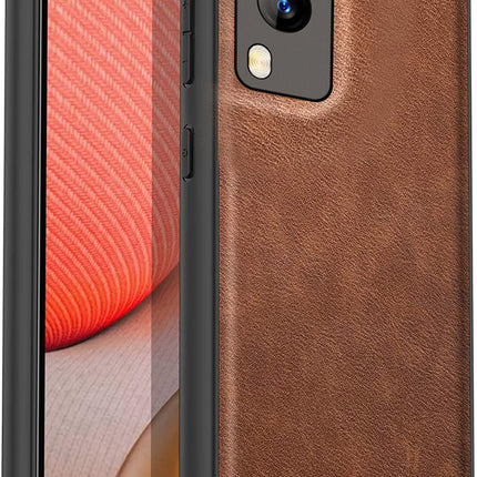 Tux Back Case For Vivo V21E (5G) , Slim Leather Case with Soft Edge Shockproof Back Cover (Brown)