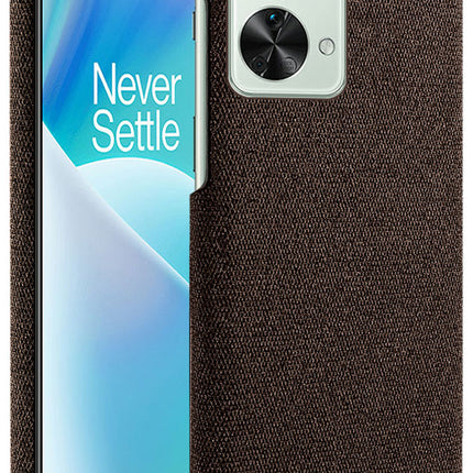 Mobizang Woven Soft Fabric Case for OnePlus Nord 2T  Back Cover,  Shock Protection Slim Hard Anti Slip Back Cover (Brown)