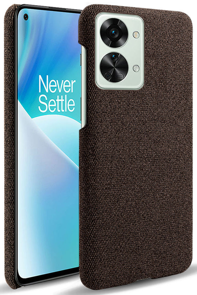 Mobizang Woven Soft Fabric Case for OnePlus Nord 2T  Back Cover,  Shock Protection Slim Hard Anti Slip Back Cover (Brown)