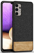 Soft Fabric & Leather Hybrid Protective Case Cover for Samsung Galaxy M32 (5G) (Black,Brown)