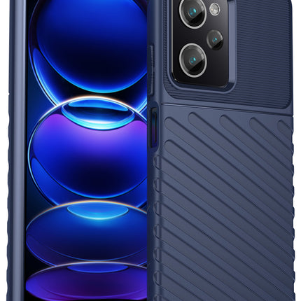 Mobizang Thunder Protective Flexible Back Cover for Poco X5 Pro | Slim Anti Slip Rugged TPU Shockproof Full Body Bumper Case (Blue)