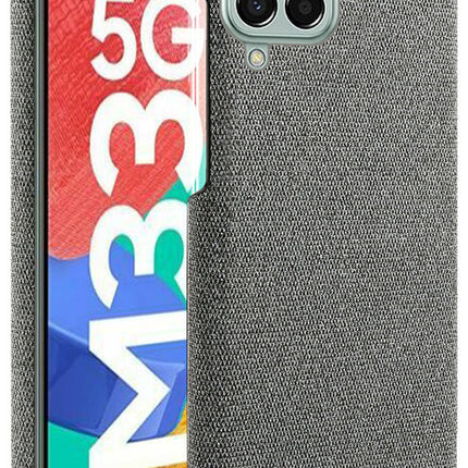 Mobizang Woven Soft Fabric Case for Samsung Galaxy M33 (5G) Back Cover,  Shock Protection Slim Hard Anti Slip Back Cover (Grey)