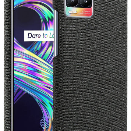 Woven Soft Fabric Case for Realme 8 Pro / Realme 8 (4G) Back Cover, Shock Protection Slim Hard Anti Slip Back Cover (Black)