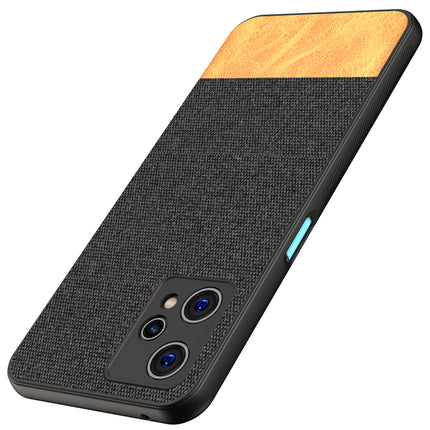 Soft Fabric & Leather Hybrid Protective Case Cover for Realme 9 Pro (Black ,Brown)