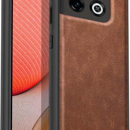 Tux Back Case for OnePlus 10 Pro , Slim Leather Case with Soft Edge Shockproof Back Cover (Brown)