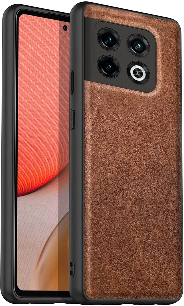 Tux Back Case for OnePlus 10 Pro , Slim Leather Case with Soft Edge Shockproof Back Cover (Brown)