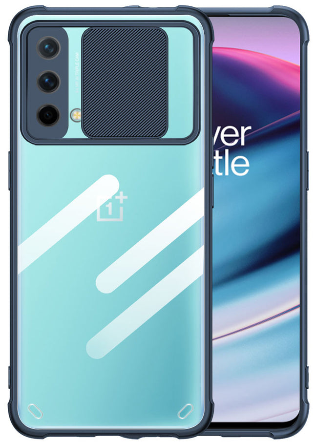 Slider Back Cover for OnePlus Nord CE (5G) / One Plus Nord CE (5G) , [Military Grade Protection] Shockproof Slim Clear Camera Shield Bumper Back Case (Blue)