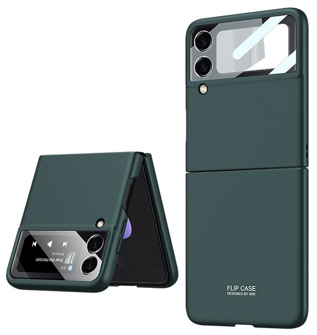 Mobizang Ultra Thin Back Case for Samsung Galaxy Z Flip4, Inbuilt Glass Window Back Cover, Green