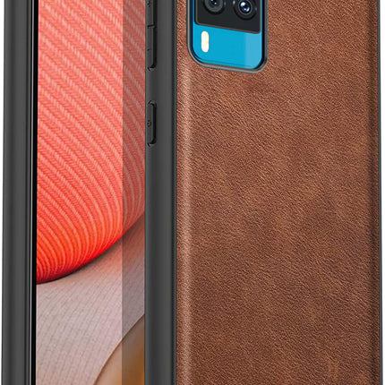 Tux Back Case for Vivo X60 , Slim Leather Case with Soft Edge Shockproof Back Cover (Brown)
