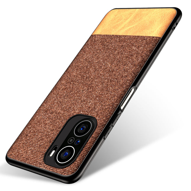 Soft Fabric & Leather Hybrid for Xiaomi Mi 11X Pro / Mi 11X  Back Cover, Shockproof Protection Slim Hard Back Case (Brown)