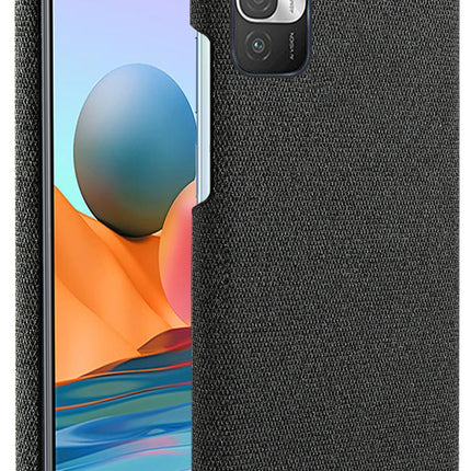 Woven Soft Fabric Case for Poco M3 Pro Back Cover, Shock Protection Slim Hard Anti Slip Back Cover (Black)
