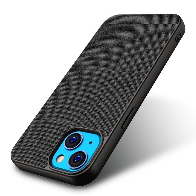Soft Fabric Hybrid Protective Back Case Cover for Apple iPhone 13 Mini (Black)