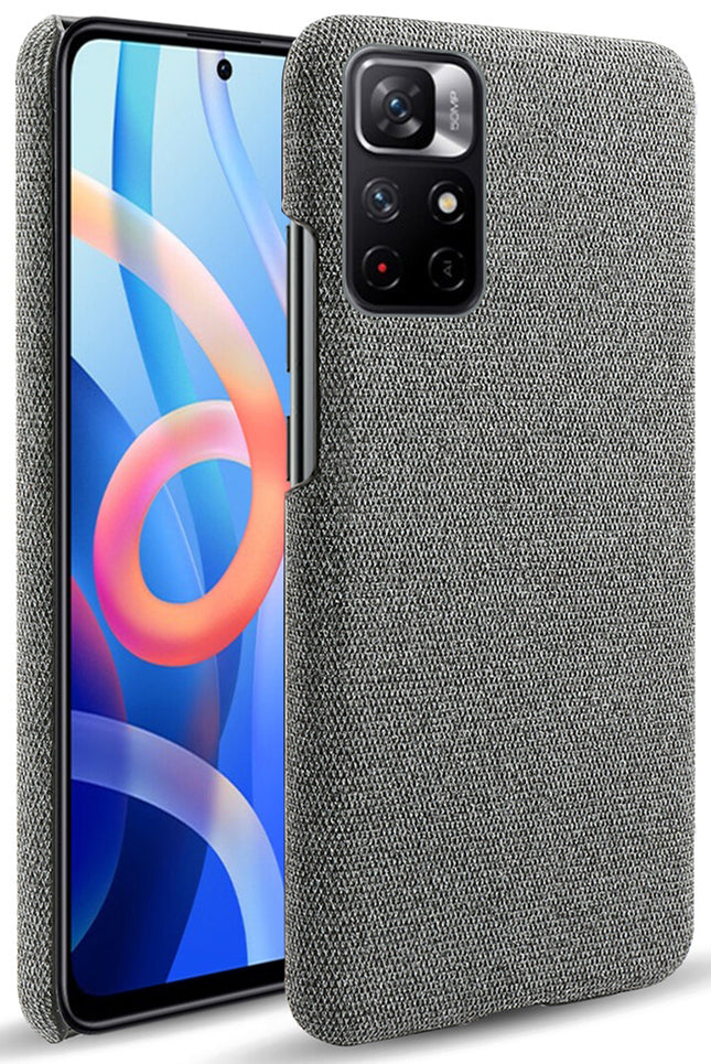 Woven Soft Fabric Case for Redmi Note 11T (5G) Back Cover, Shock Protection Slim Hard Anti Slip Back Cover (Grey)