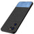 Soft Fabric & Leather Hybrid for Oppo Reno 7 (5G) Back Cover, Shockproof Protection Slim Hard Back Case (Black ,Blue)